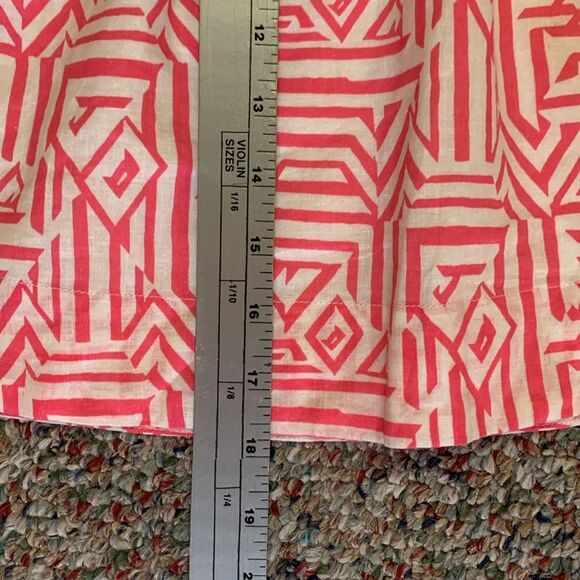 J. Crew Pink White Linen Cotton Blend Geo Print Drawstring Mini Skirt Size 00 - Picture 11 of 11